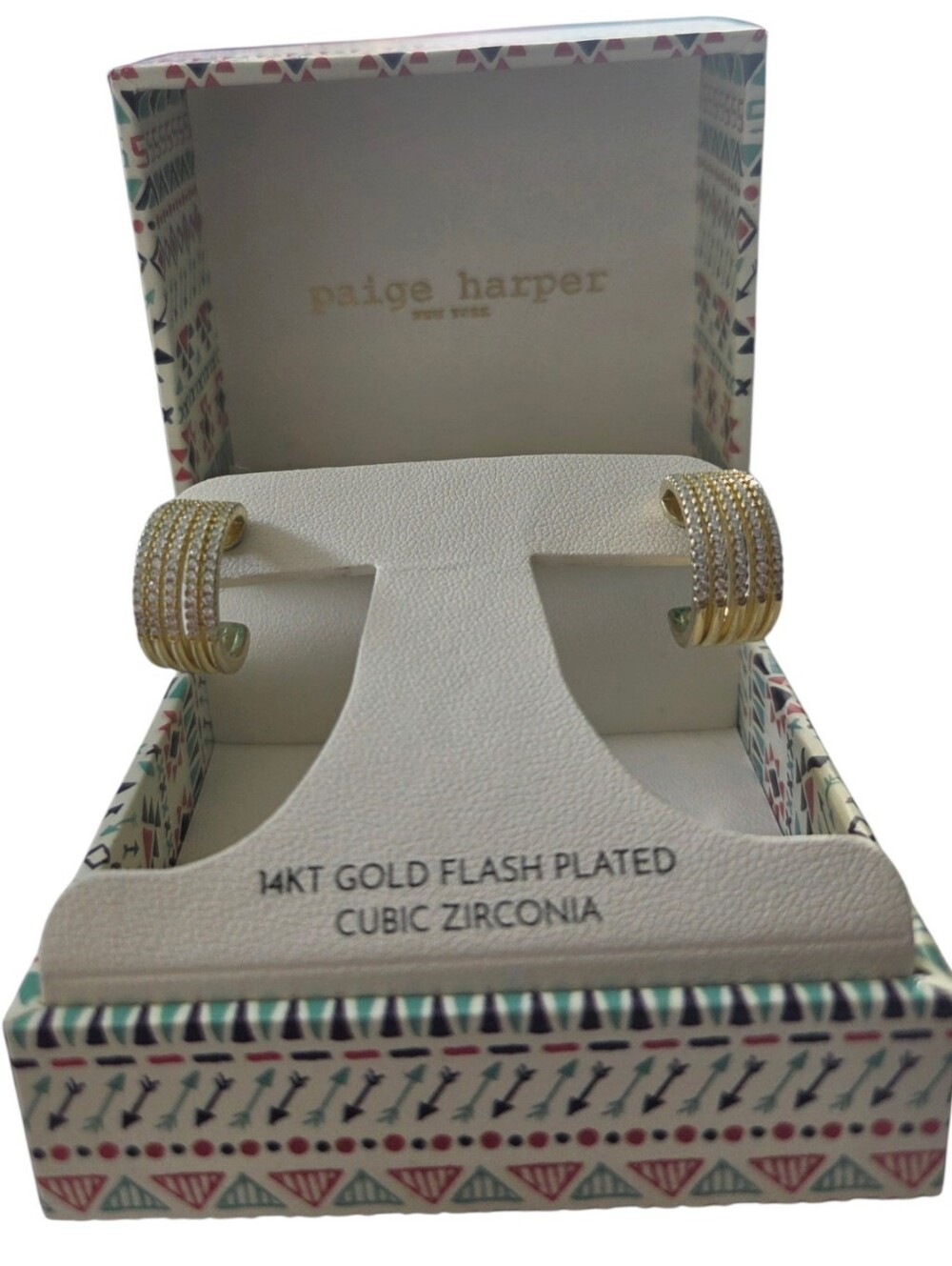 Paige Harper New York 14K Gold Flash Plated CZ Hoop Earrings